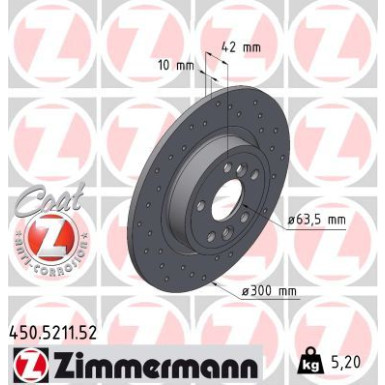 ZIMMERMANN Bremsscheibe | 450.5211.52