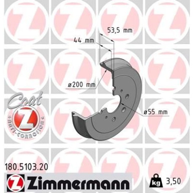 ZIMMERMANN Bremstrommel | 180.5103.20