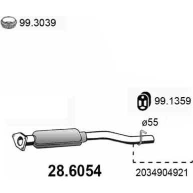 Mittelschalldämpfer MERCEDES C-Klasse 00 28.6054