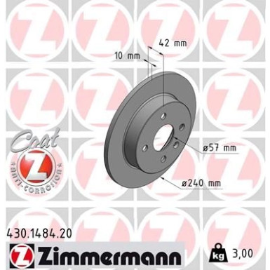ZIMMERMANN Bremsscheibe 430.1484.20 Coat Z