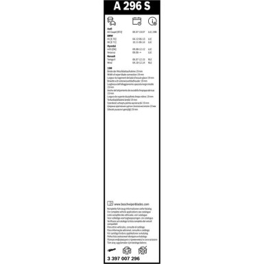 BOSCH | Scheibenwischer Aerotwin A296S | AUDI | 3397007296