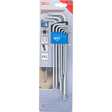 BGS Winkelschlüssel-Satz | extra lang | T-Profil (für Torx) mit Kugelkopf T10 - T50 mm | 9-tlg | 819