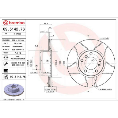 BREMBO Bremsscheibe | 09.5142.76