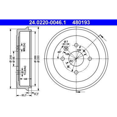 Bremstrommel | 24.0220-0046.1