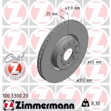 ZIMMERMANN Bremsscheibe 100.3300.20 Coat Z