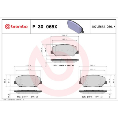 BREMBO Bremsklötze Xtra VA | HYUNDAI i30 KIA Ceed 12 | P 30 065X BREMBO Bremsklötze Xtra VA | HYUNDAI i30 KIA Ceed 12 | P 30 065X
