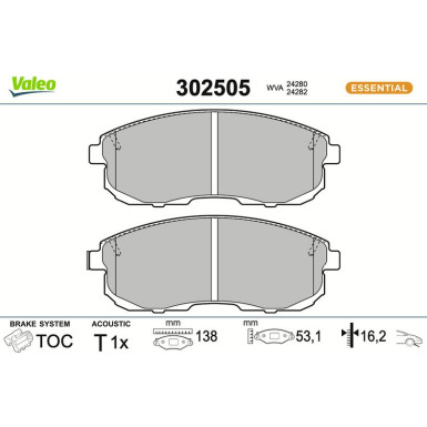 VALEO Bremsbeläge 302505 VALEO Bremsbeläge 302505