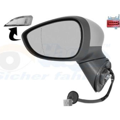 Aussenspiegel li. elek. Verst. bhz. grund Ford B-Max asphärisch, 8Pin el. kl. OE 1830881 + HAGUS