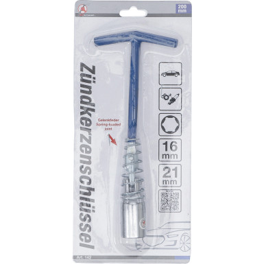 BGS Zündkerzenschlüssel mit T-Griff, Gelenkfeder Sechskant SW 16 mm / SW 21 mm BGS Do it yourself 142