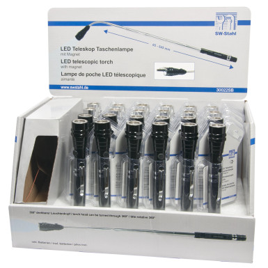 30022SB SW-Stahl LED Teleskop Taschenlampe