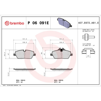 BREMBO Bremsklötze EV VA BMW i3 13 BEYOND LINE - EV P 06 091E