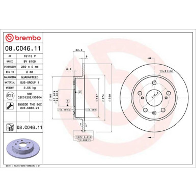 89 482 013 Bremsscheibe HA | SUZUKI SX4, Vitara 13 | 08.C046.11
