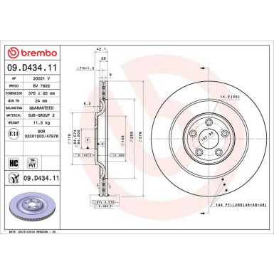 Bremsscheibe HA JAGUAR PRIME LINE - UV Coated 09.D434.11