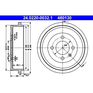 Bremstrommel | 24.0220-0032.1 Bremstrommel | 24.0220-0032.1