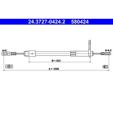 ATE Handbremsseil Seilzug Festellbremse 24.3727-0424.2 ATE Handbremsseil Seilzug Festellbremse 24.3727-0424.2