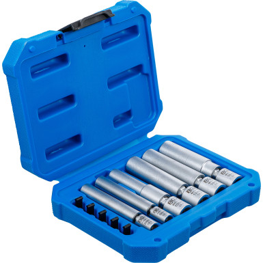 BGS Glüh- und Zündkerzen-Gelenk-Einsatz-Satz | Antrieb Innenvierkant 6,3 mm (1/4"""") / 10 mm (3/8"""") | SW 8 - 9 - 10 - 12 - 14 - 16 mm | 11-tlg | 80000