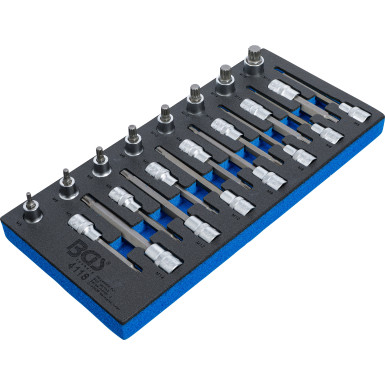 BGS Werkstattwageneinlage 1/3: Bit-Einsatz-Satz | Antrieb Innenvierkant 12,5 mm (1/2"""") | Innenvielzahn (für XZN) | 22-tlg | 4118