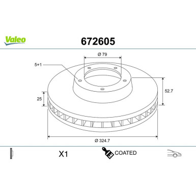 VALEO Bremsscheibe 672605 COATED