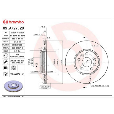 72 481 050 Bremsscheibe VA | RENAULT Kangoo 08 | 09.A727.21