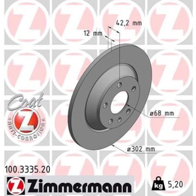 ZIMMERMANN Bremsscheibe 100.3335.20 Coat Z
