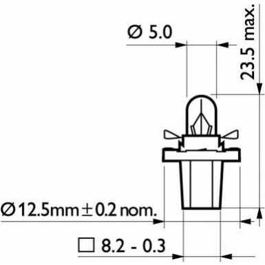 BAX 8,5d/2 Black 12V.1,2W. Lampe | 12598CP BAX 8,5d/2 Black 12V.1,2W. Lampe | 12598CP