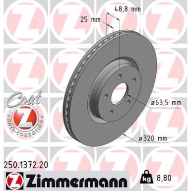 ZIMMERMANN Bremsscheibe | 250.1372.20