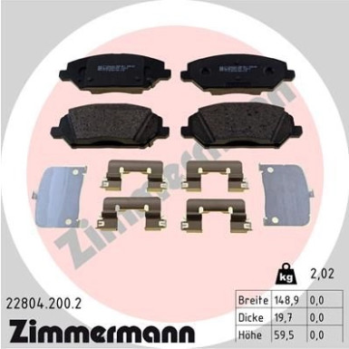 ZIMMERMANN Bremsbelagsatz, Scheibenbremse | 22804.200.2