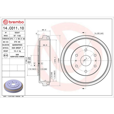 BREMBO Bremstrommel | 14.C011.10