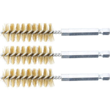 BGS Messingbürste | 17 mm | Antrieb Außensechskant 6,3 mm (1/4"""") | 3-tlg | 3078-17-M