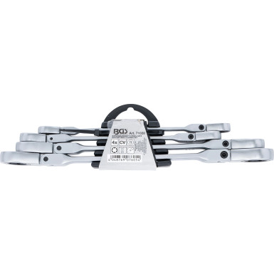 BGS Doppel-Ratschen-Ringschlüssel-Satz | abwinkelbar | mit E-Profil RiNGK | öpfen | SW E6  E24 mm | 4-tlg | 71028