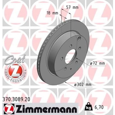 ZIMMERMANN Bremsscheibe | 370.3089.20