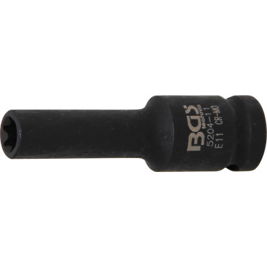 BGS Kraft-Steckschlüssel-Einsatz E-Profil, tief | Antrieb Innenvierkant 12,5 mm (1/2"""") | SW E11 mm | 5204-11