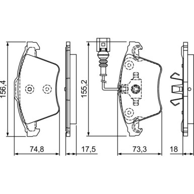 Bremsbelagsatz Vw P. T5 03- Mit Sensor | 0 986 494 203