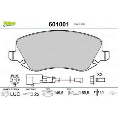 VALEO Bremsbeläge 601001