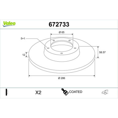 VALEO Bremsscheibe 672733 COATED