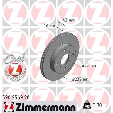 ZIMMERMANN Bremsscheibe 590.2569.20 Coat Z