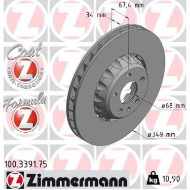 ZIMMERMANN Bremsscheibe | 100.3391.75