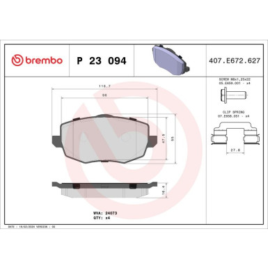 BREMBO Bremsklötze VA | LANCIA Ypsilon 03-11 | P 23 094