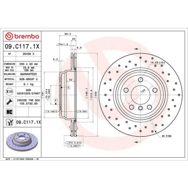 BREMBO Bremsscheibe 09.C117.1X XTRA LINE - Xtra
