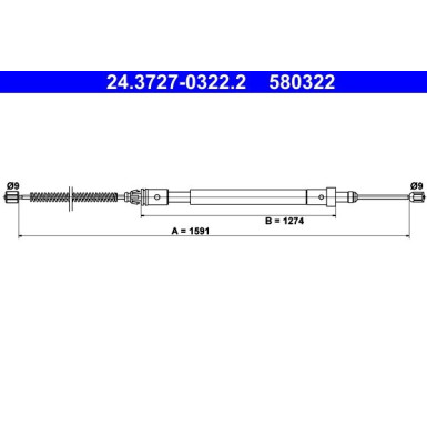 ATE Handbremsseil Seilzug Festellbremse 24.3727-0322.2 ATE Handbremsseil Seilzug Festellbremse 24.3727-0322.2