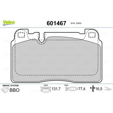 VALEO Bremsbeläge 601467