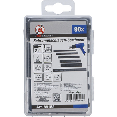 BGS Schrumpfschlauch-Sortiment schwarz 90-tlg BGS Do it yourself 88152