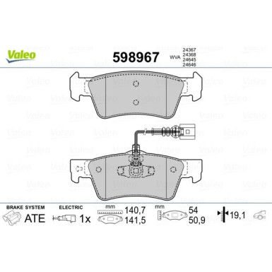 VALEO Bremsbeläge 598967