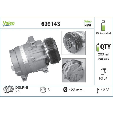 Kompressor, Klimaanlage VALEO CORE-FLEX 699143