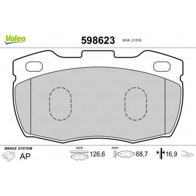 VALEO Bremsbeläge 598623