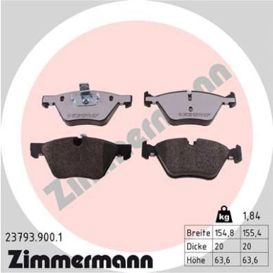 ZIMMERMANN Bremsbeläge | 23793.900.1