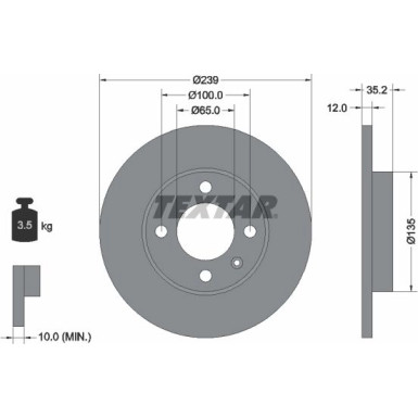 Bremsscheibe Vw P. 12Mm Golf/Passat/A80 | 92010603