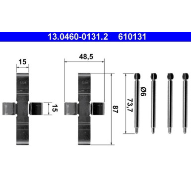 13.0460-0131.2 Zubehörsatz, Scheibenbremsbelag 13.0460-0131.2 Zubehörsatz, Scheibenbremsbelag