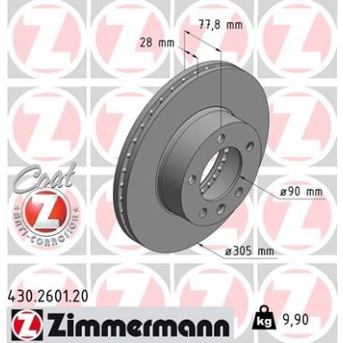 ZIMMERMANN Bremsscheibe 430.2601.20 Coat Z