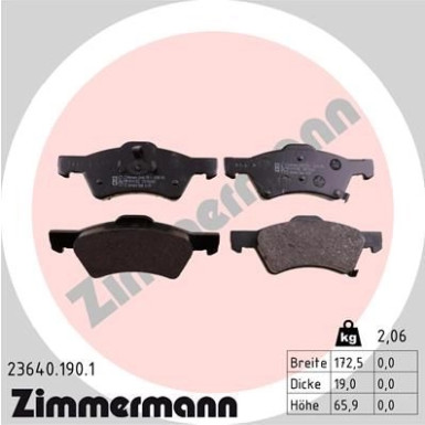 ZIMMERMANN Bremsbeläge 23640.190.1 ZIMMERMANN Bremsbeläge 23640.190.1